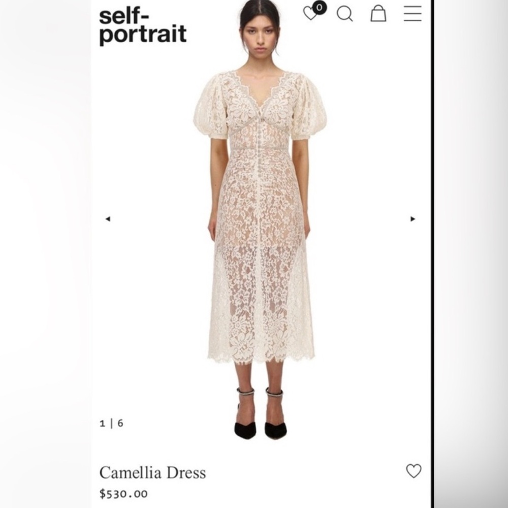 Self portrait Camellia crystal-embellished lace midi dress Size UK8=US4